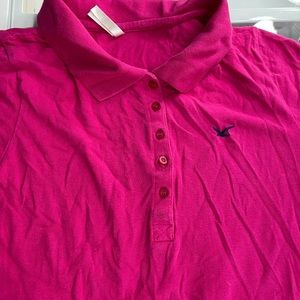 Pink button V-neck
